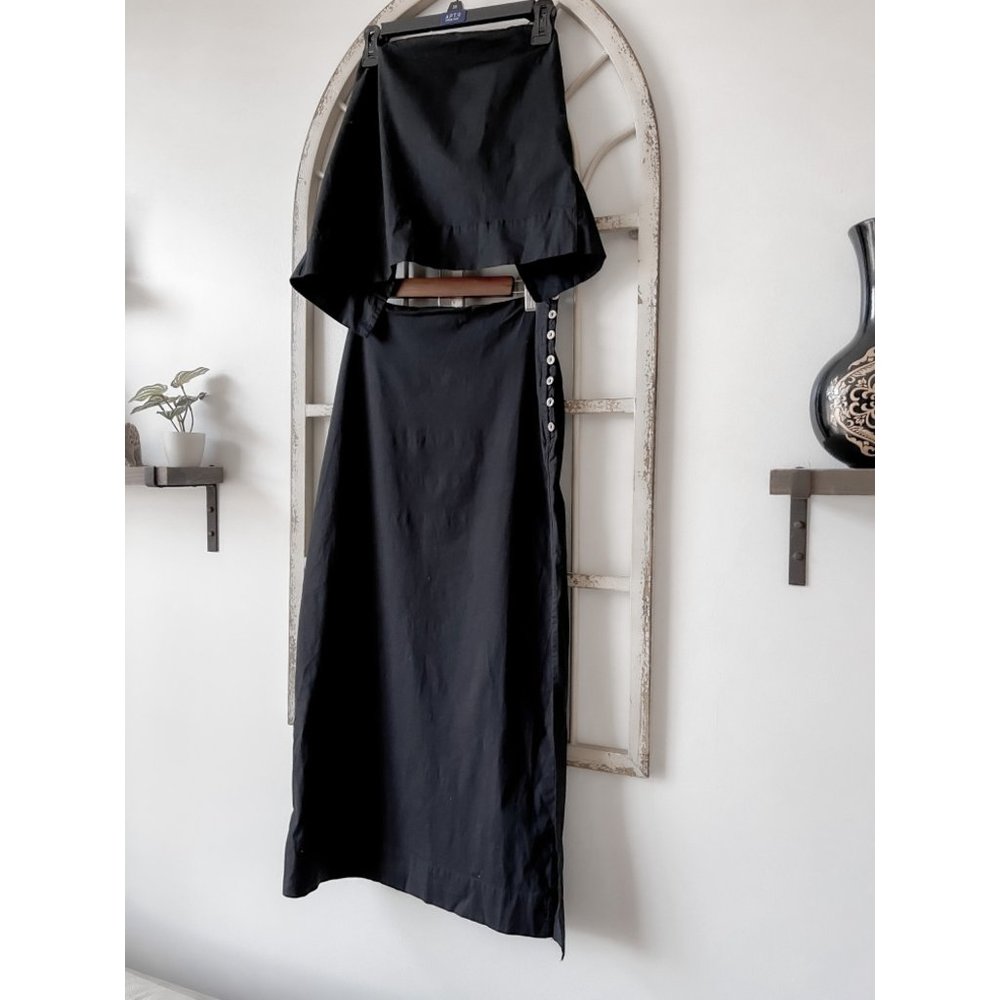 Free People Cotton Strapless Top Midi Skirt 2 Piece Set - M